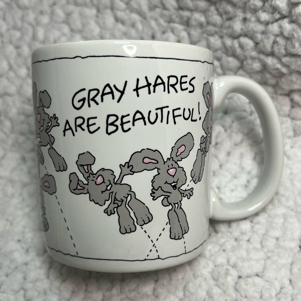 Carlton Cards “Gray Hares Are Beautiful!” Stoneware 11 oz Mug